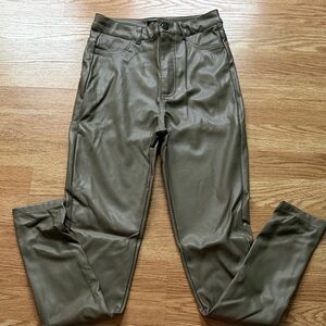 Olive Green Leather Pants
